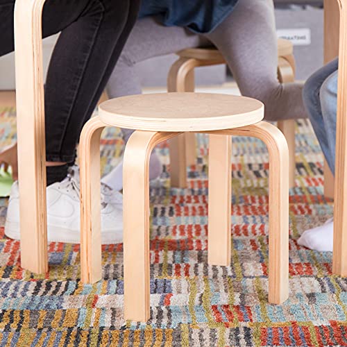Guidecraft Nordic Table And Chairs Set For Kids: Natural - 4 Stacking Bentwood Stools With Curved Wood Activity Table - Children's Modern Kitchen, Playroom And Classroom Furniture #TOP1
