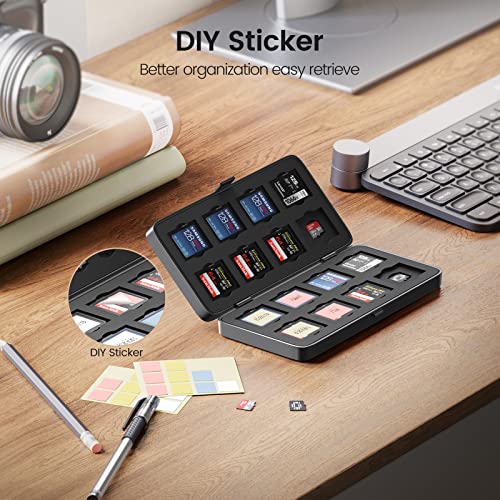 ORICO SD Card Holder, Water-Resistant SD Card Storage, Professional Anti-Shock Memory Card Carrying Case for 16 Micro SD SDXC SDHC + 16 SD SDXC... - Image 5