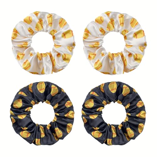 Guqqeuc - Softball Baseball Hair Bands for Girls Women Softball Hair Scrunchies Sports Hair Accessories for Girls Women Matching Sports Scrunchies for Adults Styling Baseball Hairband for Sport Fans 4pcs - -18%