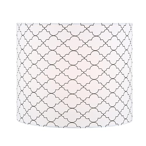 Image of Aspen Creative 31614 Transitional Drum (Cylinder) Shaped Spider Construction Lamp Shade in Off White & Black, 12 inch Wide (12 inch x 12 inch x 10 inch)