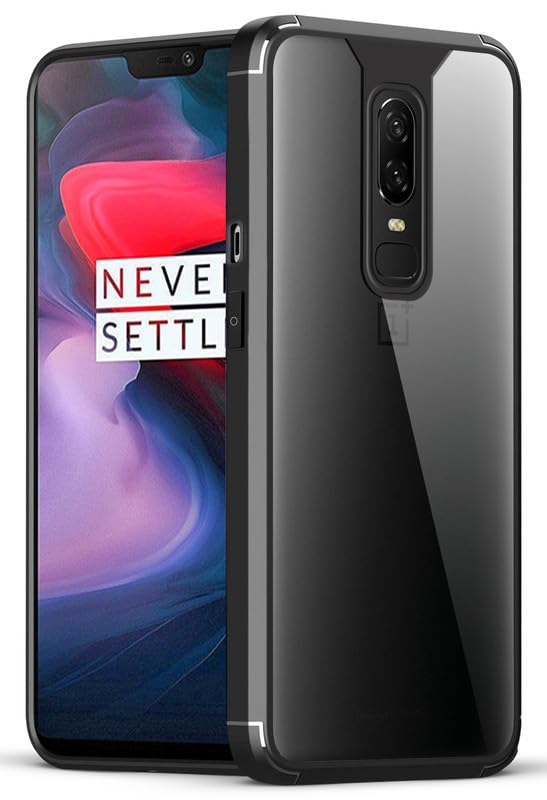 Mr. Case Transparent case with Silicone Frame Back Cover for OnePlus 6 | Shockproof Transparent Hard Back Shockproof Bumper - Transparent (Black Border) (B0CXPLJWCV) Amazon Price History, Amazon Price Tracker