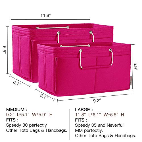 Ztujo Purse Organizer, Multi-Pocket Felt Handbag Organizer, Purse Organizer Insert With Handles, Medium, Large, X-Large (Medium, Rose) #TOP1
