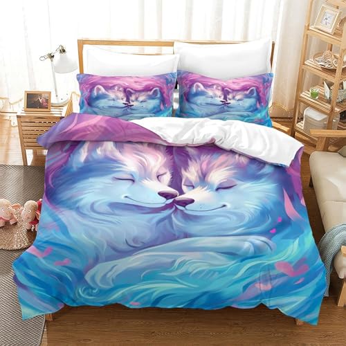 Housses de couettes loup super douce ensemble de literie coloré 3D - 3