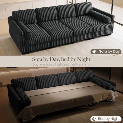 Image of Belffin Plush Corduroy Modular Cloud Sofa Bed with Deep Seat Sectional Cloud Couches for Living Room. Grey Couch