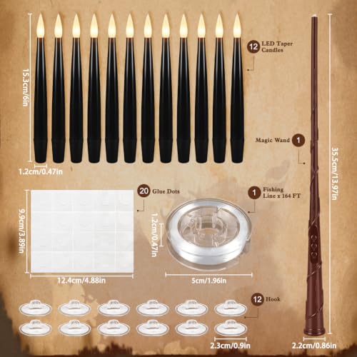 Image of 12 Pcs Floating Flameless Hanging Candles with Wand Remote Control