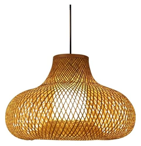 Lustre tissé naturel et plafonnier suspendu en rotin style rural