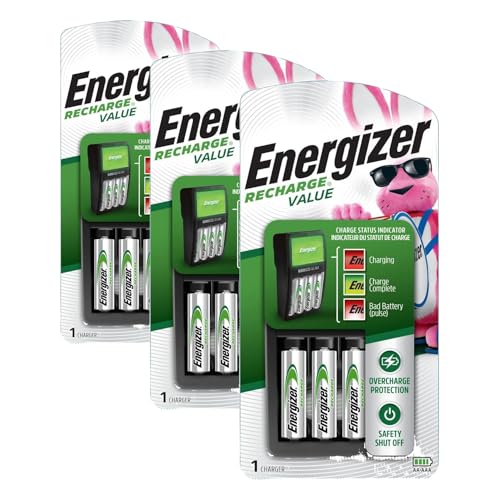 Image of Energizer Recharge Value Charger for NiMH Rechargeable AA and AAA Batteries,(Pack of 3)