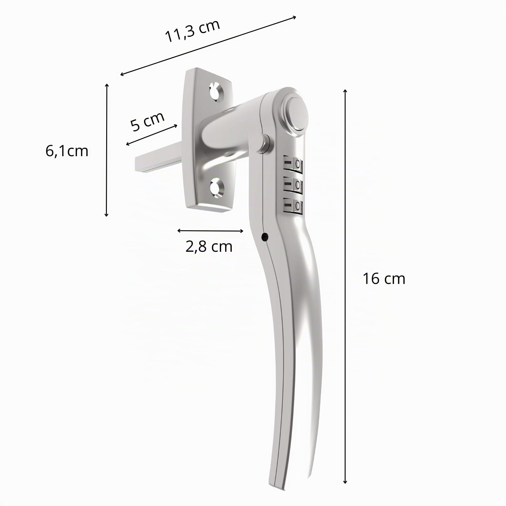 HOME It® Poignée de fenêtre universelle avec code – Sécurité sans clé – Pour fenêtres & portes – Installation droite/gauche – Alliage de zinc robuste – Finition satinée