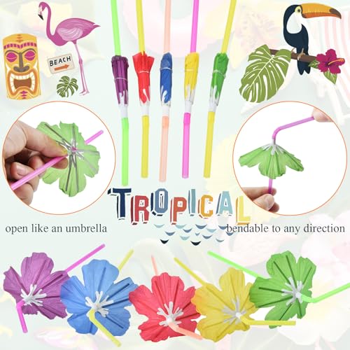 50 pitillos con sombrilla para fiesta tropical miniatura 2