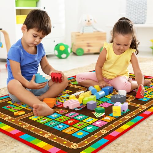 teytoy Baby Play Mats for Floor, Infant Play Mat for Babies 0-6 6-12 Months, Baby Crawling Mat for Toddlers Baby Playmat Learning Classroom Bedroom Activity Mat (43x59 inch)
