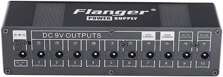 Guitar Pedal Power Supply,10 Isolated Output 9V 12V 18V, Include DC Power Adapter, DC Power Cables, with Short Circuit/Over Current Protection Gear for Guitar Effects Pedal, Black