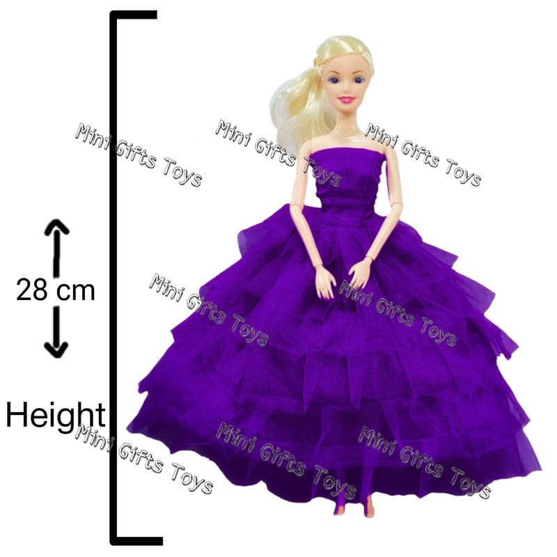Mini Gifts - Doll Set for Girls, Full Foldable Doll with Purple Frock, 4 Doll Dresses, 3 Pair Doll Socks and 1 Bag - Image 3 thumbnail
