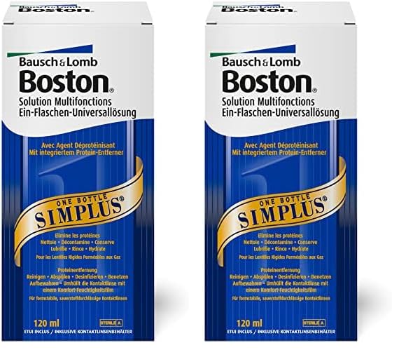 Bausch + Lomb Boston Simplus - Kontaktlinsenreiniger und Aufbewahrungslösung, für harte Kontaktlinsen 1 x 120 ml (Packung mit 2)