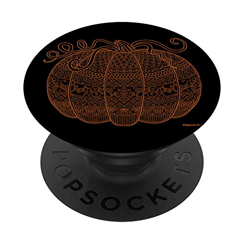 the Meticulous Whim: Harvest Pumpkin in Black Orange PopSockets Grip and Stand for Phones and Tablets