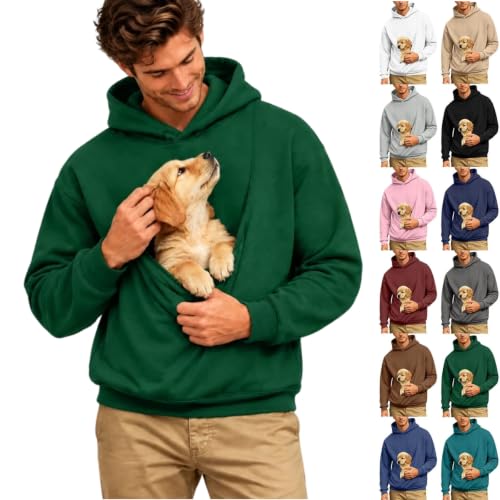 YVENLG Pet Pouch Cat Carrier Hoodie with Dog Pouchs,Cat Hoodie with Pouch Fall Winter Kangaroo Pocket Dog Pouchs Sweatshirts Pet Carrier Animal Holder Pullover Tops 01 Green S