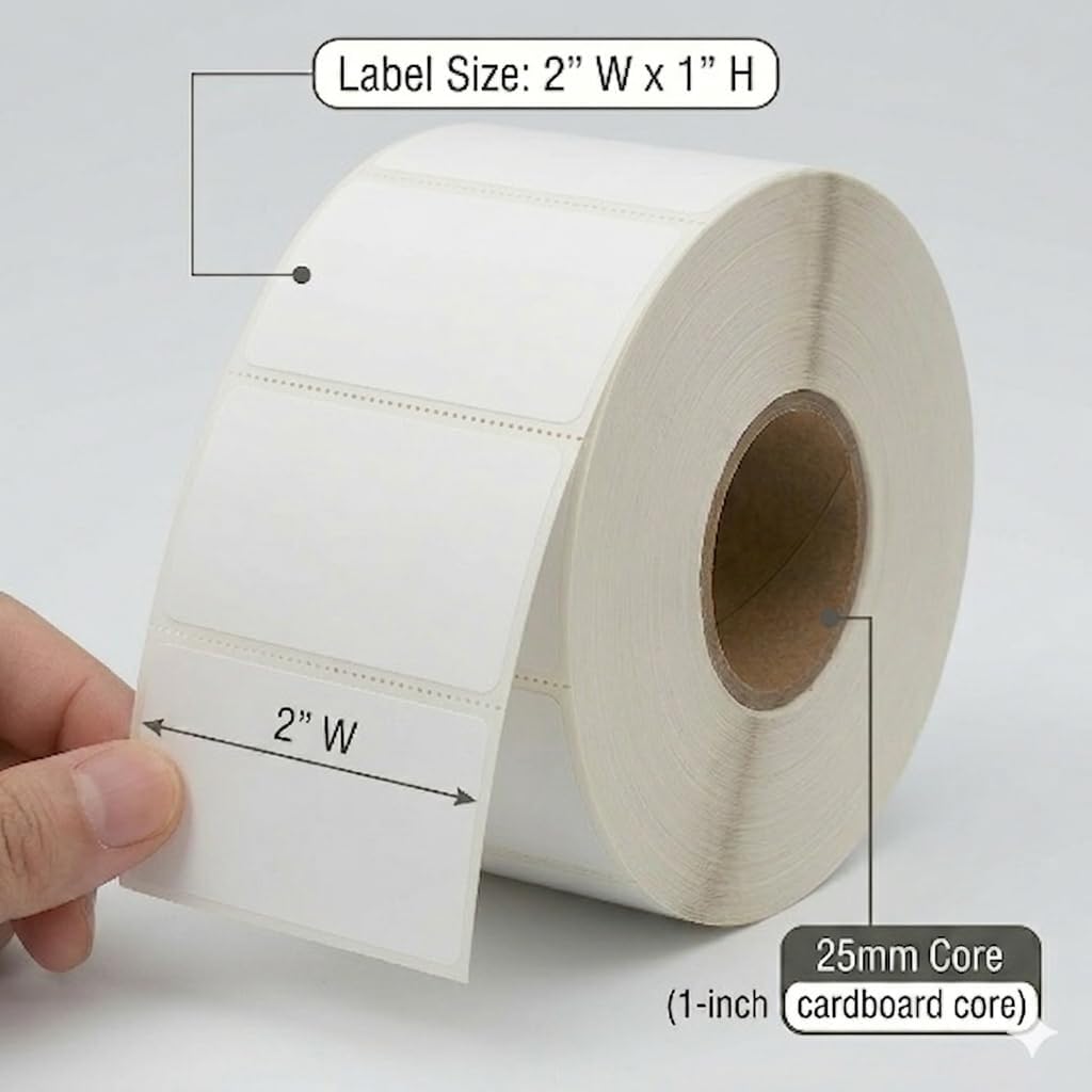 FirstZi Tear Resistant Direct Thermal Vinyl Freezer Labels 2x1 Synthetic Paper Barcode Labels Waterproof - Roll of 1,000 PP Thermal Sticker for Shipping (Commercial Grade)