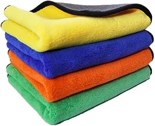 MAWA 4 Pack Microfiber Cleaning Cloth - 12 x 16 Inches, 800GSM - Car Washing, Drying & Auto Detailing - Thick & Dual-Layer Absorbent Reusable Towels/Rags