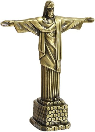 Miniatura 8 de Estatuilla de Cristo Redentor Artesanía de Metal Regalo Creativo Moda Hogar Oficina Decoración Estatua de Jesús