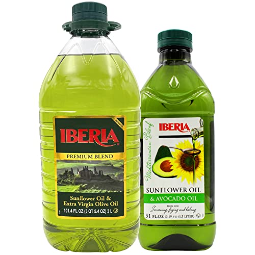 Iberia Mezcla Aceite de Girasol y Oliva Extra Virgen 3 L + Aceite de Aguacate y Girasol 1.5 L