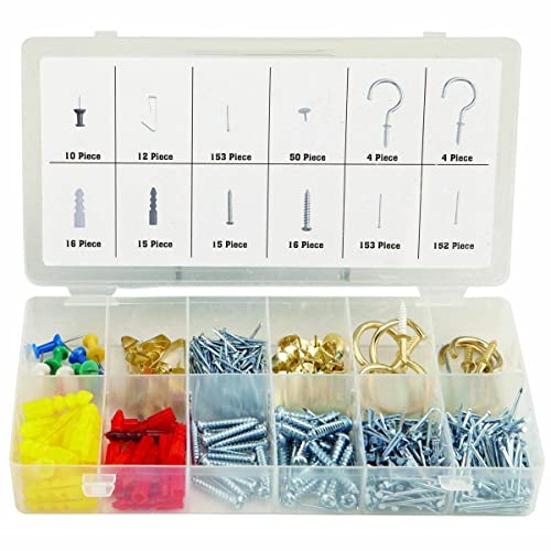 Image of for 600PC Picture Frame Hanging Hardware Hook Assortment Kit Nails Hooks
