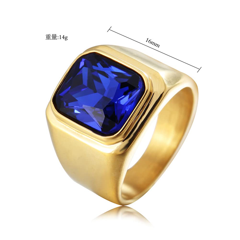 HIJONES Bague en Pierre pour Homme Acier Inoxydable Grandes Bagues de Déclaration de Zircon