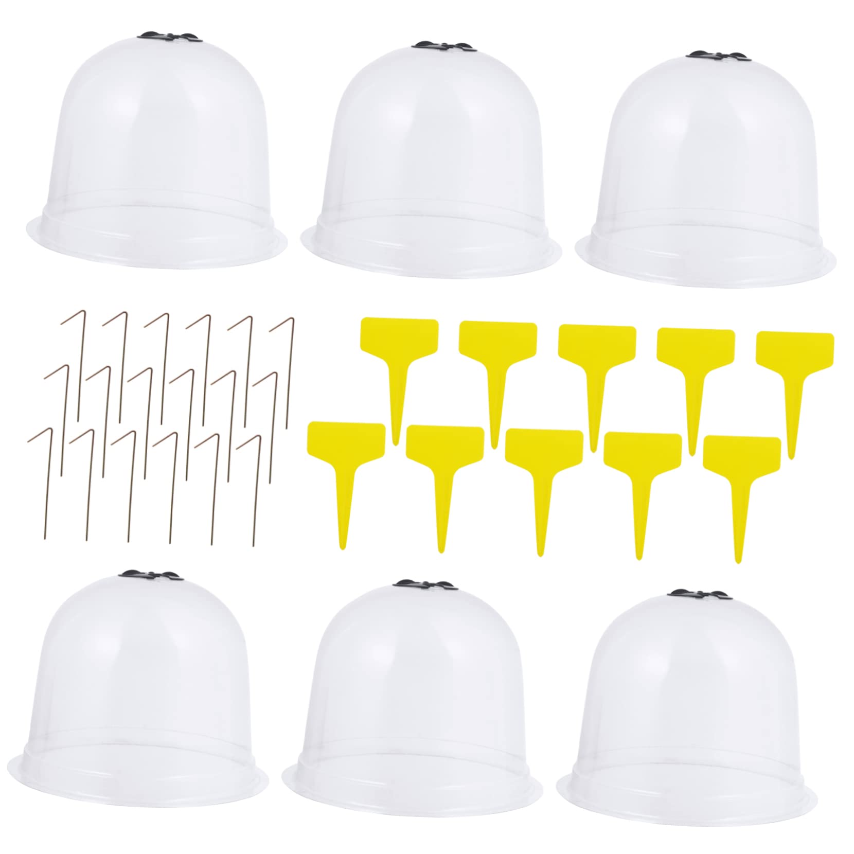6pièces Cloche De Protection pour Plantes Cloches Plastique Étiquettes Et Piquets De Fixation pour La Chaleur Et Humidité des Semis