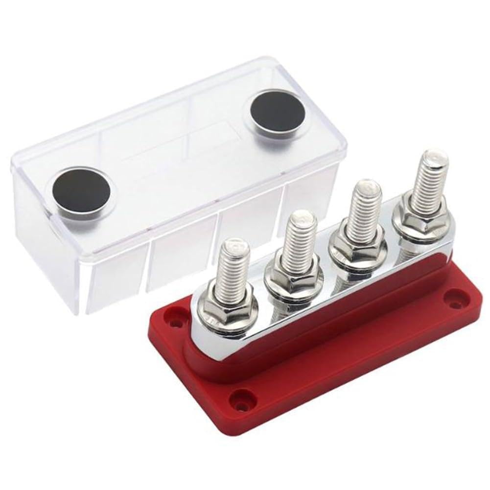 Bloc de distribution d'énergie 600 A 48 V CC avec 4 poteaux (3/8") pour automobile, camping-car, applications industrielles, compact 110 x 60 x 50 mm