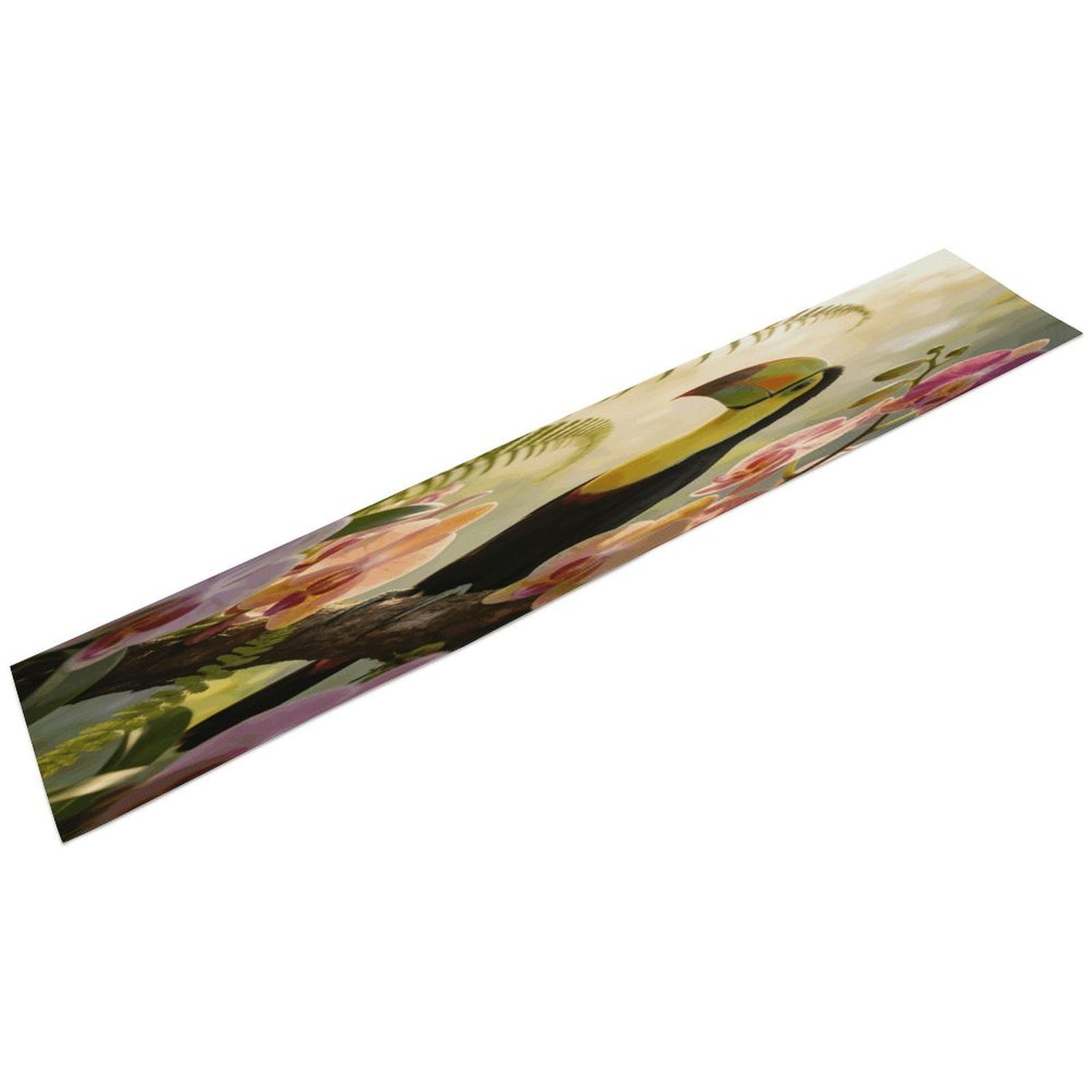 The Morning Song of The Toucan and The Orchid Table Runner Classical Linen Dining Cloth Runner Spring Kitchen Table Decoration Seasonal Farmhouse Cloth Runners for Mothers Day Easter Wedding