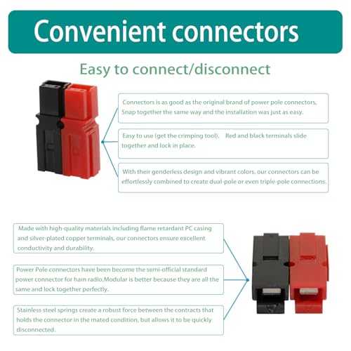 20 Pair 30A Quick Disconnect Terminals Connectors 1.5-4mm² (12-14 AWG) Battery Connector Modular Power Connector with PVC Flame Retardant Sleeve Cover - Image 5
