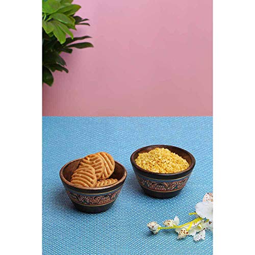 HomeStop BACK TO EARTH Tusker Collection Wooden Bowl Set of 2 (206798250,Brown_Mix,Free Size)