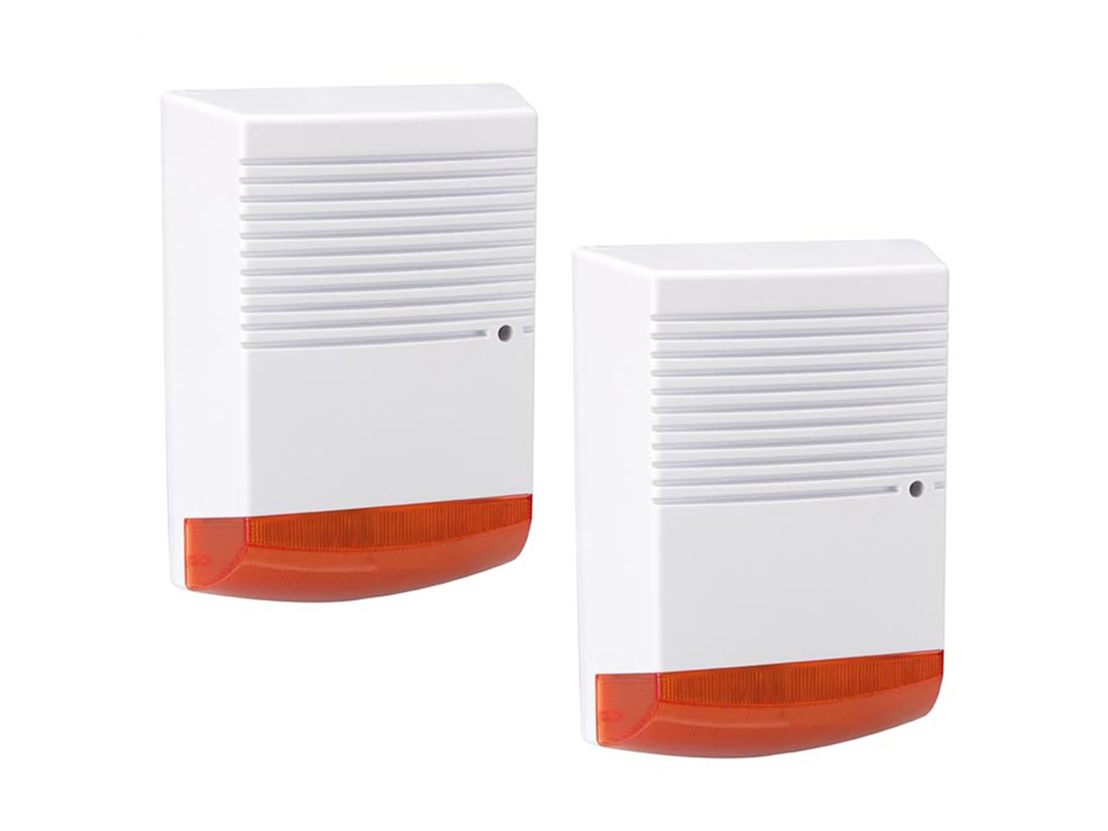 Juego de 2 sirenas falsas con LED parpadeante, resistente a la intemperie IP44, funciona con pilas