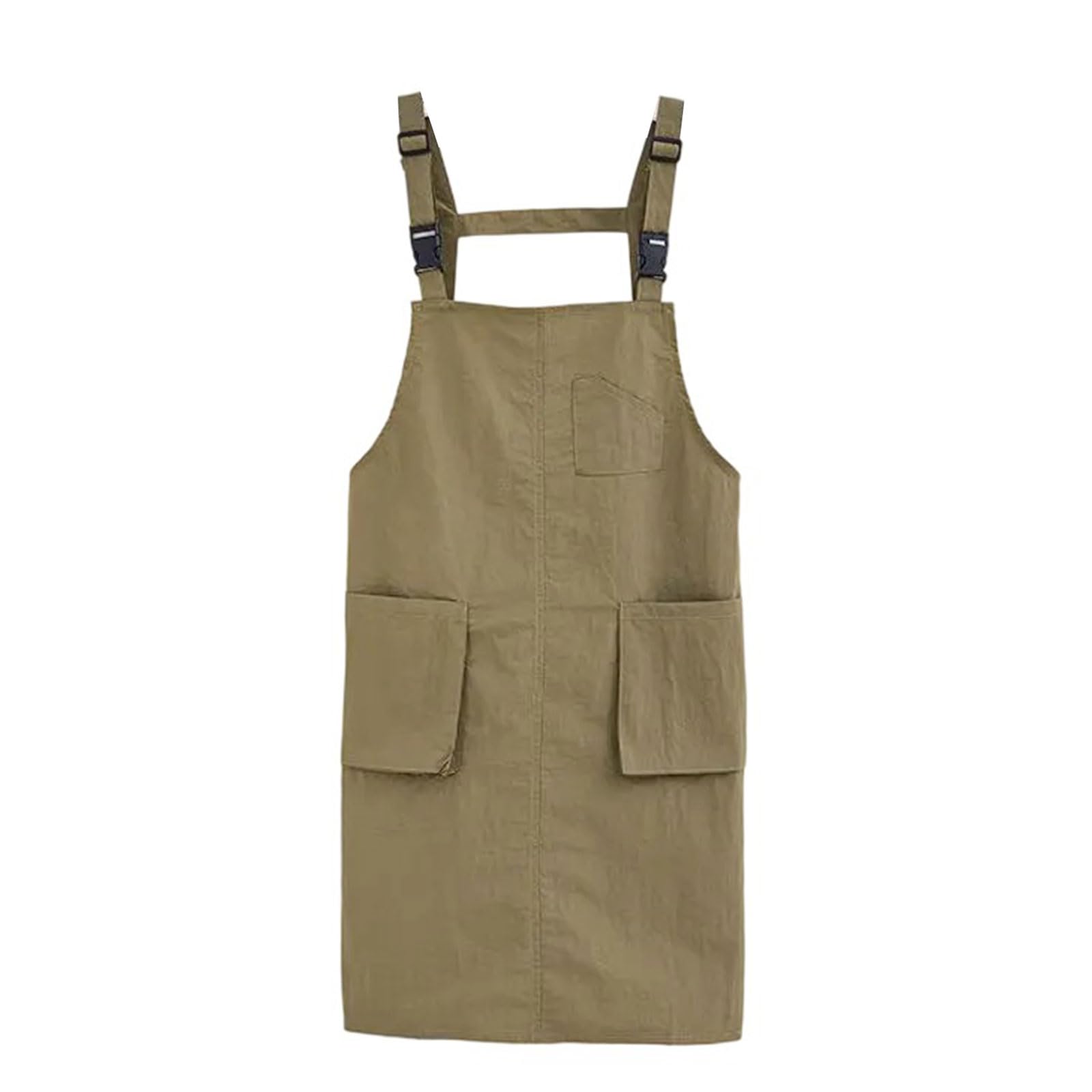 Grembiule da donna con fibbie regolabili, tinta unita, con tasche per cucinare, giardinaggio e barbiere