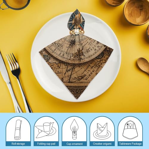 Servilletas de Tela con Brújula y Mapa Antiguo 4 Piezas miniatura 7