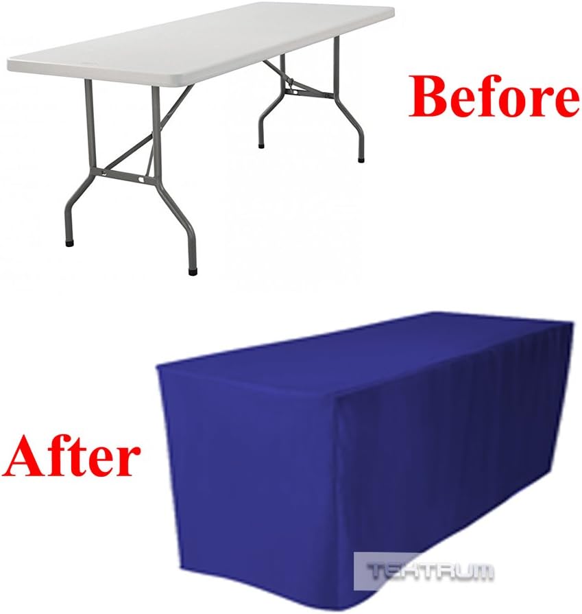 TEKTRUM 6-Feet Long Fitted Table DJ Jacket Cover for Trade Show - Thick/Heavy Duty/Durable Fabric - Royal Blue Color (TD-JKT-BLU-6FT)