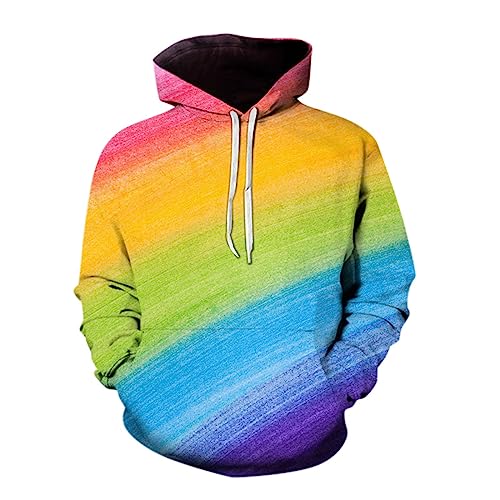Sweat à capuche homme et femme imprimé arc-en-ciel pour l'hiver