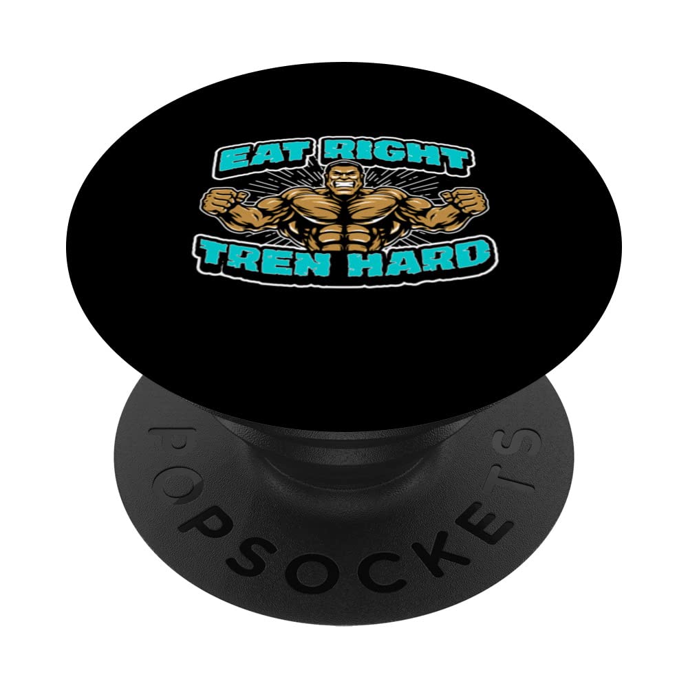 Eat-Right Tren Hard - Anabolic Steroid Gym Bodybuilding PopSockets Swappable PopGrip, Black