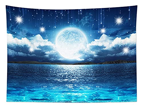 LB 夜景 タペストリー 満月 海 壁掛け 雲と星空 壁飾り 大判 部屋 飾り ロマンチック インテリア アニメ 雑貨 布ポスター 個性プレゼント 200ｘ150cm [4]
