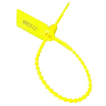 250mm Pull-Tite Plastic Security Seals Shipping Tags Disposable Signage NumberedPackage of 100 Yellow