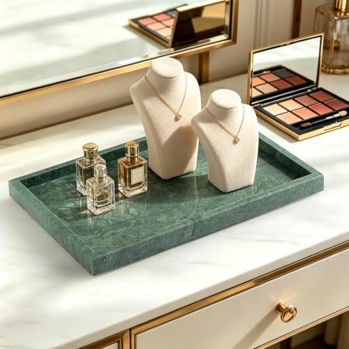 Image of Real Natural Large Marble Tray for Bathroom, Vanity, Kitchen Counter