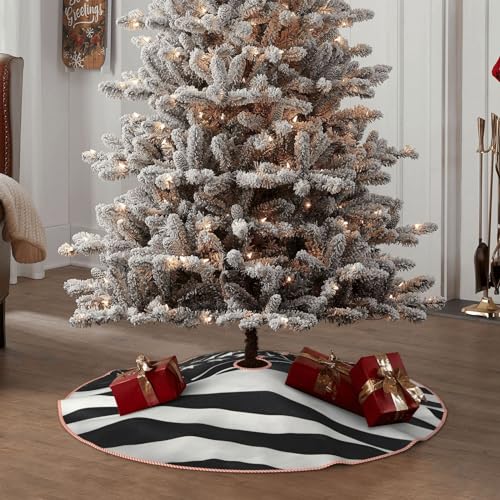 Jupe de sapin de Noël drapeau américain noir et blanc rustique - 6