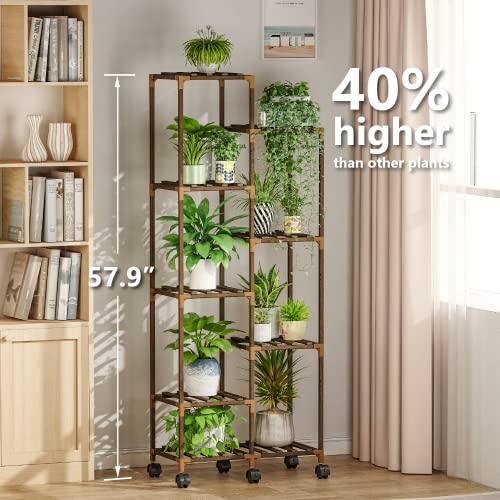 Bamworld Plant Stand With Wheels For Tall Flower Shelf (9 Pots Ww) #TOP1