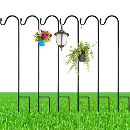 Yetene 6 Pcs 24 Inch Shepherds Hook for Outdoor Adjustable Bird Feeder Pole Metal Steel Shepard...