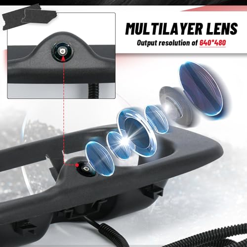 Image of Tailgate Handle w /Backup Camera Compatible with Chevy Silverado /GMC Sierra 1999-2007 1500 2500 3500HD Pickups Reverse Rear View Backup Camera