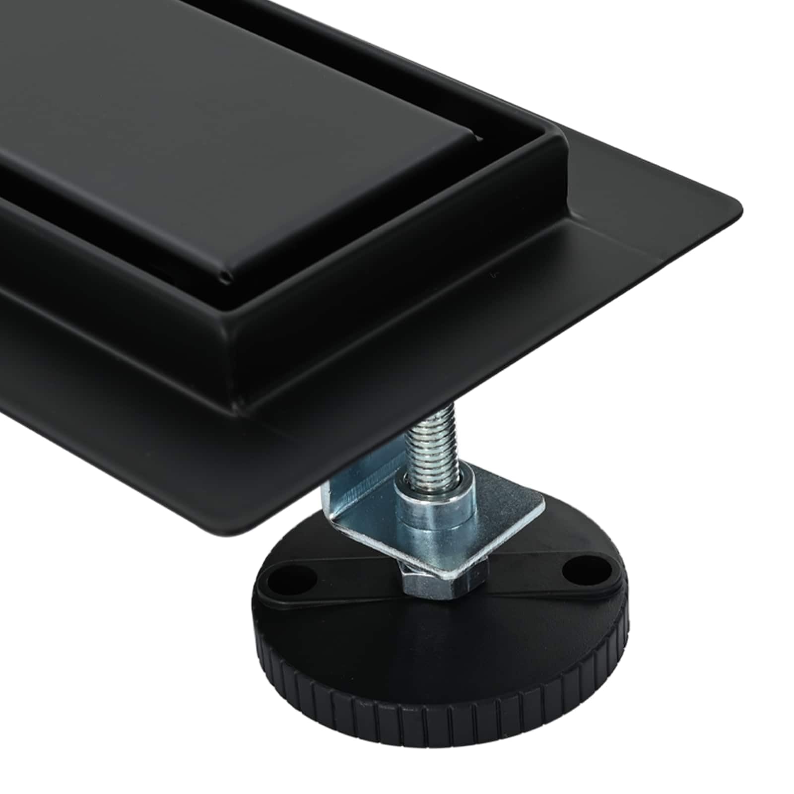 Duschrinne 100 cm Schwarz Edelstahl 304-2-in-1 Bodenablauf mit 360° Siphon, Höhenverstellbare Duschablauf-Rinne für Bad