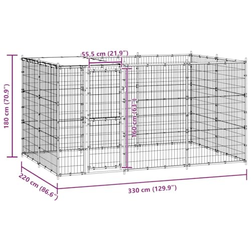 vidaXL Outdoor Hundezwinger mit Überdachung Stahl 7,26m² Hundehütte Hundekäfig