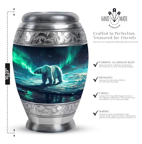 Image of Polar Bear Urn Human Ash Adult - Cremation Urns - Urn for Ashes Adult Male - Urns for Burial - Memorial Urns for Male & Female - 1 Large & 2 Small - Funeral Urns for Ashes Adult