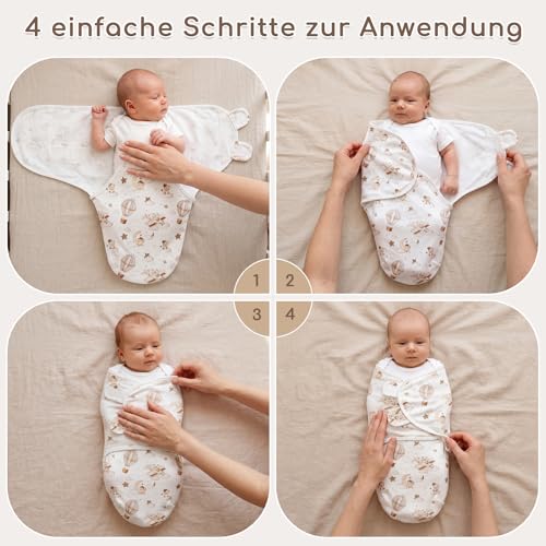 Yukkidds Pucksack Baby 1-3 Monate, Pucktuch Swaddle für Neugeborene – Ansicht 3
