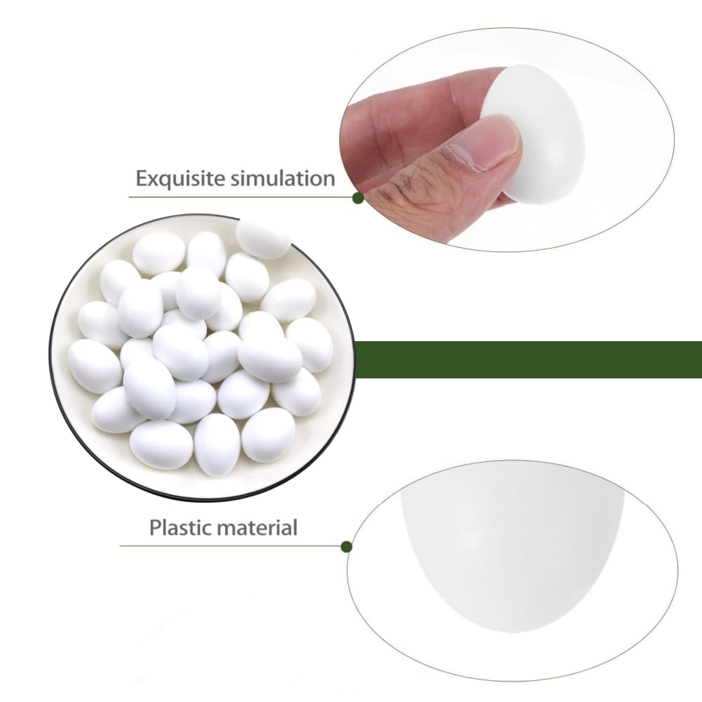 White Fake Eggs Solid Plastic Dummy Pigeon Eggs for Pigeons Bird DIY Easter Crafts (20 PCS) - Image 3