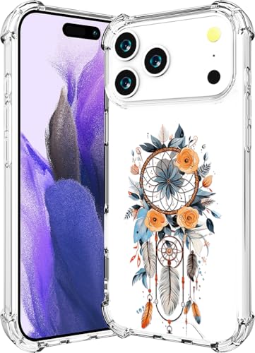 Coque iPhone 17 Pro fleurs bleues - Protection transparente antichoc