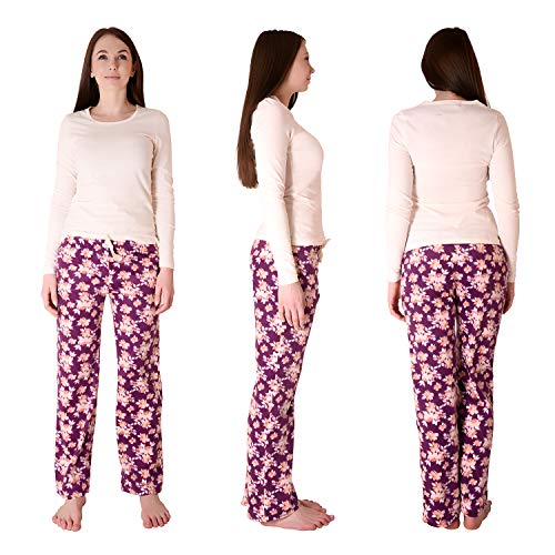 Cherokee Women's 2-Piece Longsleeve and Pajama Sleepwear Set, Multicolor, Water Color Floral, Small